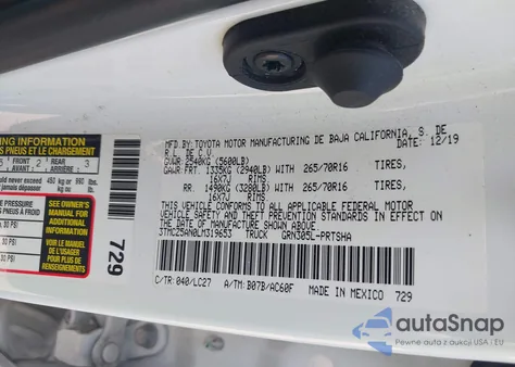 2020 Toyota Tacoma Trd Off-Road из США, поврежденный, VIN 3TMCZ5AN0LM319653